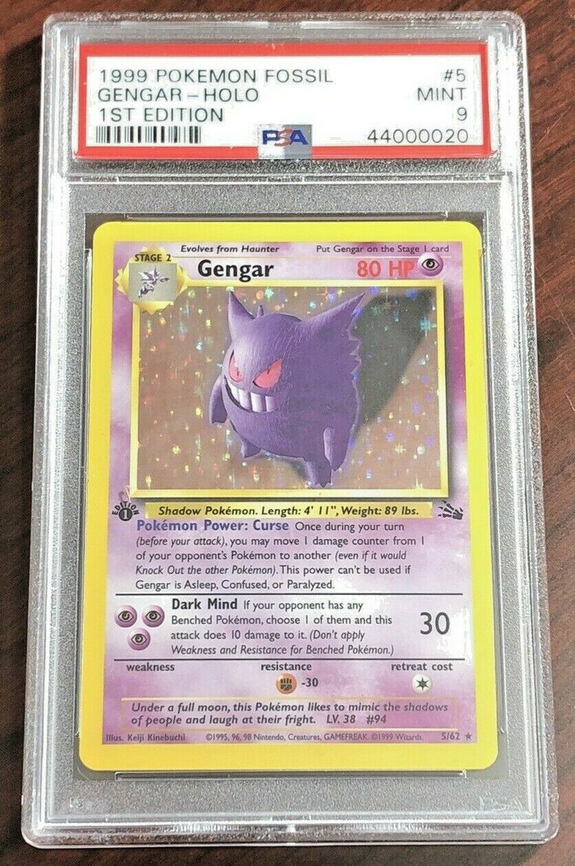 1st Edition Gengar 562 Fossil Pokemon Card Holo Foil Rare MINT PSA 9