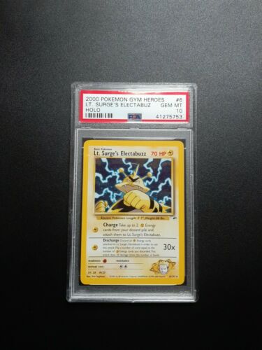 2000 Pokemon Lt Surges Electabuzz Holo 6132 Gym Heroes PSA Gem Mint 10