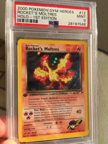 Pokemon PSA 9 Gym Challenge 1 Edition Holo Rockets Moltres