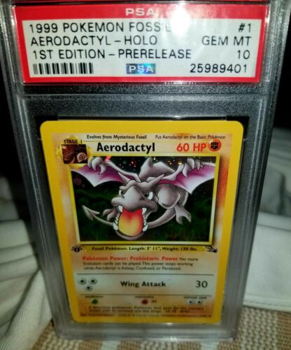 1999 Pokemon Fossil 1st Edition Prerealese Aerodactyl Psa 10 Misprint 