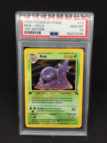 Pokemon PSA 10  Holo Fossil 1st Edition Muk