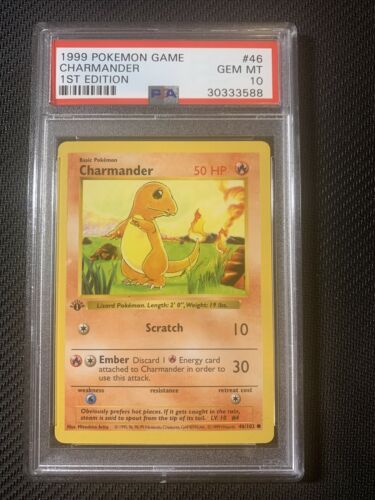 PSA 10  1999 Pokemon Game Base 1st Edition Charmander 46102  GEM MINT Wotc