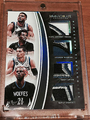201516 Immaculate Quad Patch 1 of 1 Karl Anthony Towns Wiggins LaVine Garnett