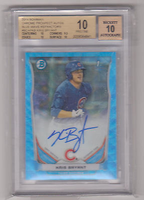 2014 Bowman Chrome Prospects RC Blue Wave Auto Kris Bryant 3450 BGS 1010