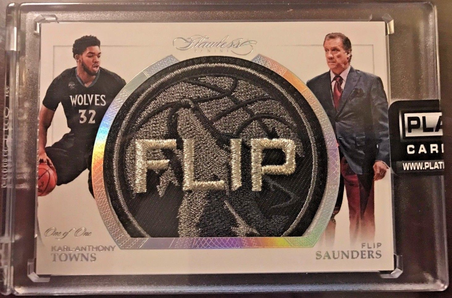 HOLY GRAIL 201516 FLAWLESS Karl Anthony Towns FLIP SAUNDERS PATCH LOGOMAN TYPE