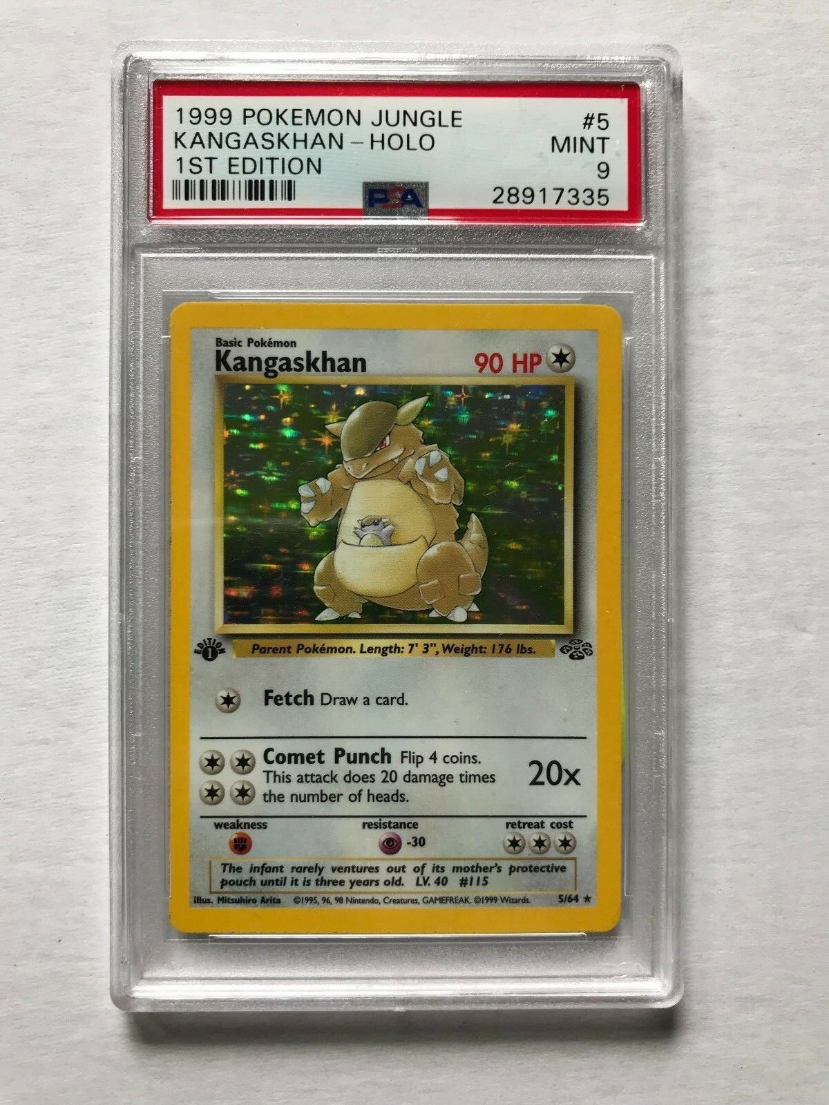 1999 Pokemon Card 1st Edition Kangaskhan Holo Foil Jungle Graded PSA 9 Mint