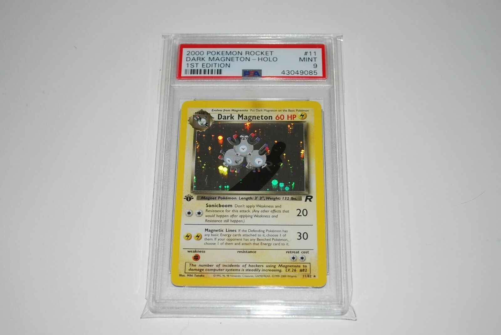 PSA 9 Mint 1st Edition Dark Magneton Holo 1182 Pokemon Card 19992000