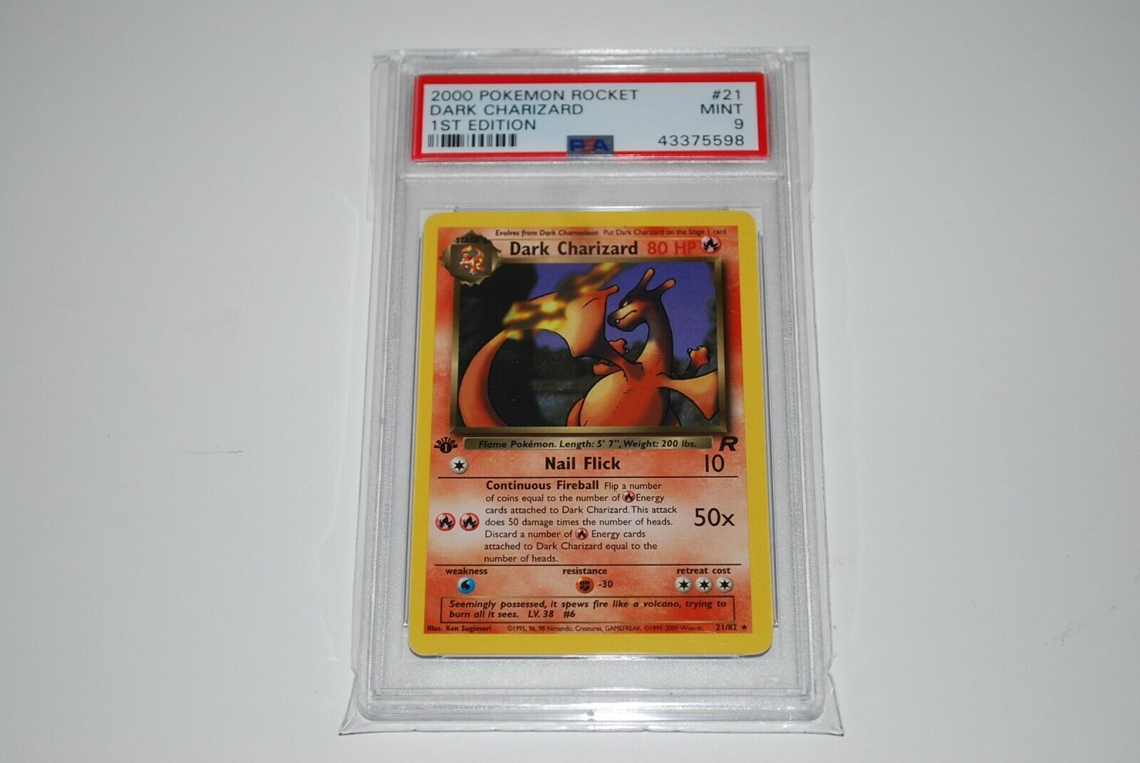 PSA 9 Mint 1st Edition Dark Charizard Non Holo Team Rocket 2182 Pokemon Card 