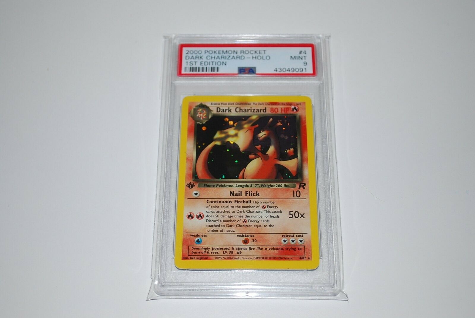 PSA 9 Mint 1st Edition Dark Charizard Holo 482 Pokemon Card 19992000