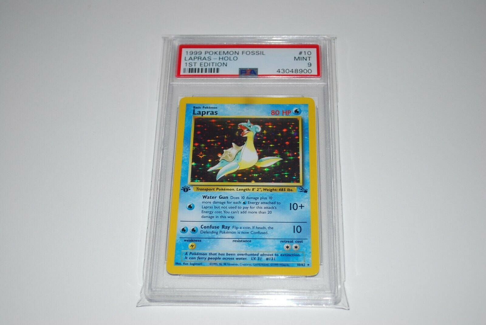 PSA 9 Mint 1st Edition Lapras Holo 1062 Fossil  Pokemon Card 1999