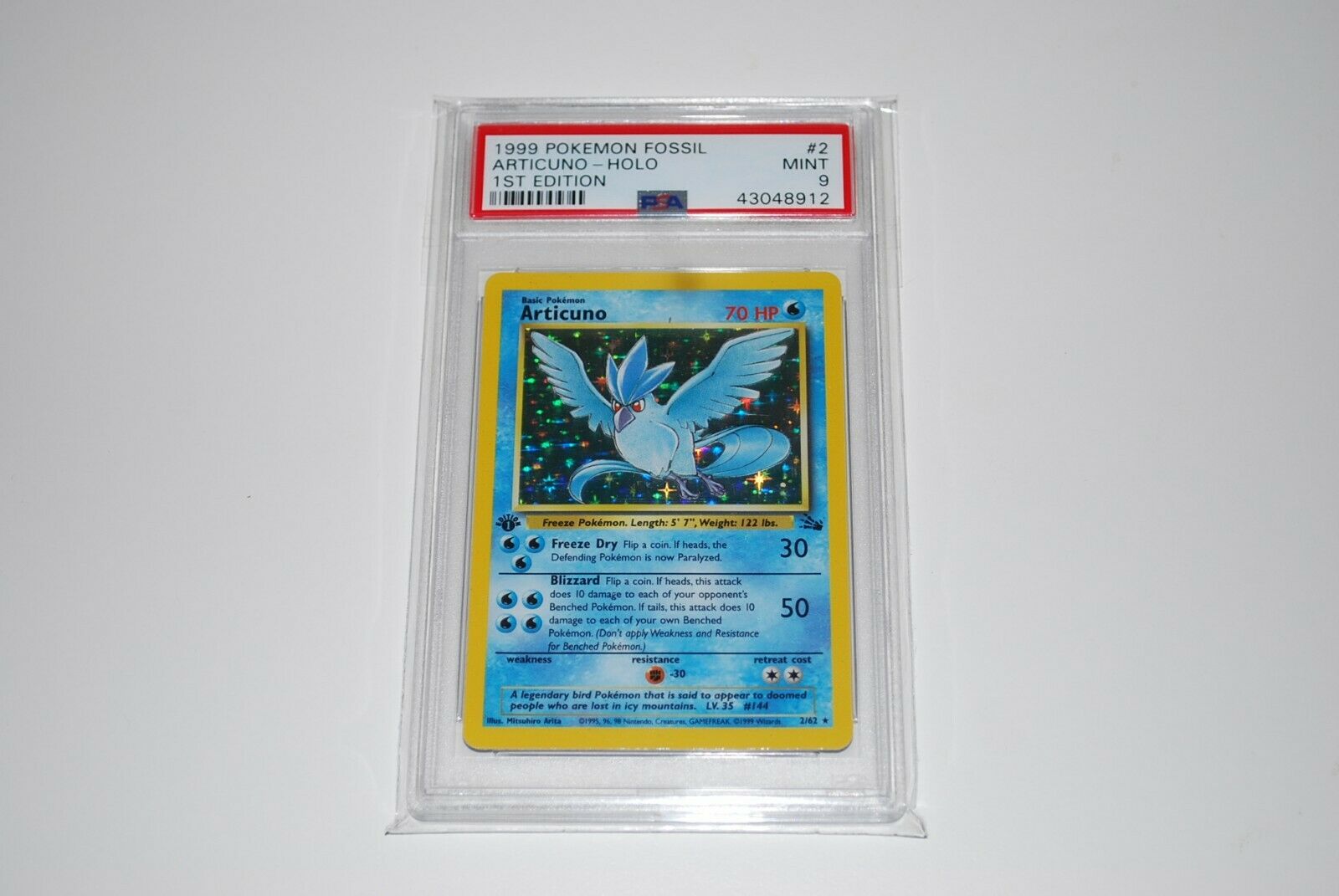 PSA 9 Mint 1st Edition Articuno Holo 262 Fossil  Pokemon Card 1999