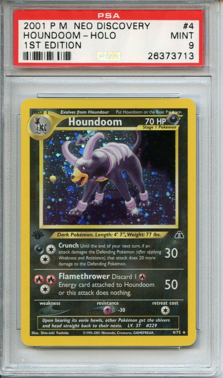 POKEMON PSA 9 MINT HOUNDOOM 1ST EDITION NEO DISCOVERY