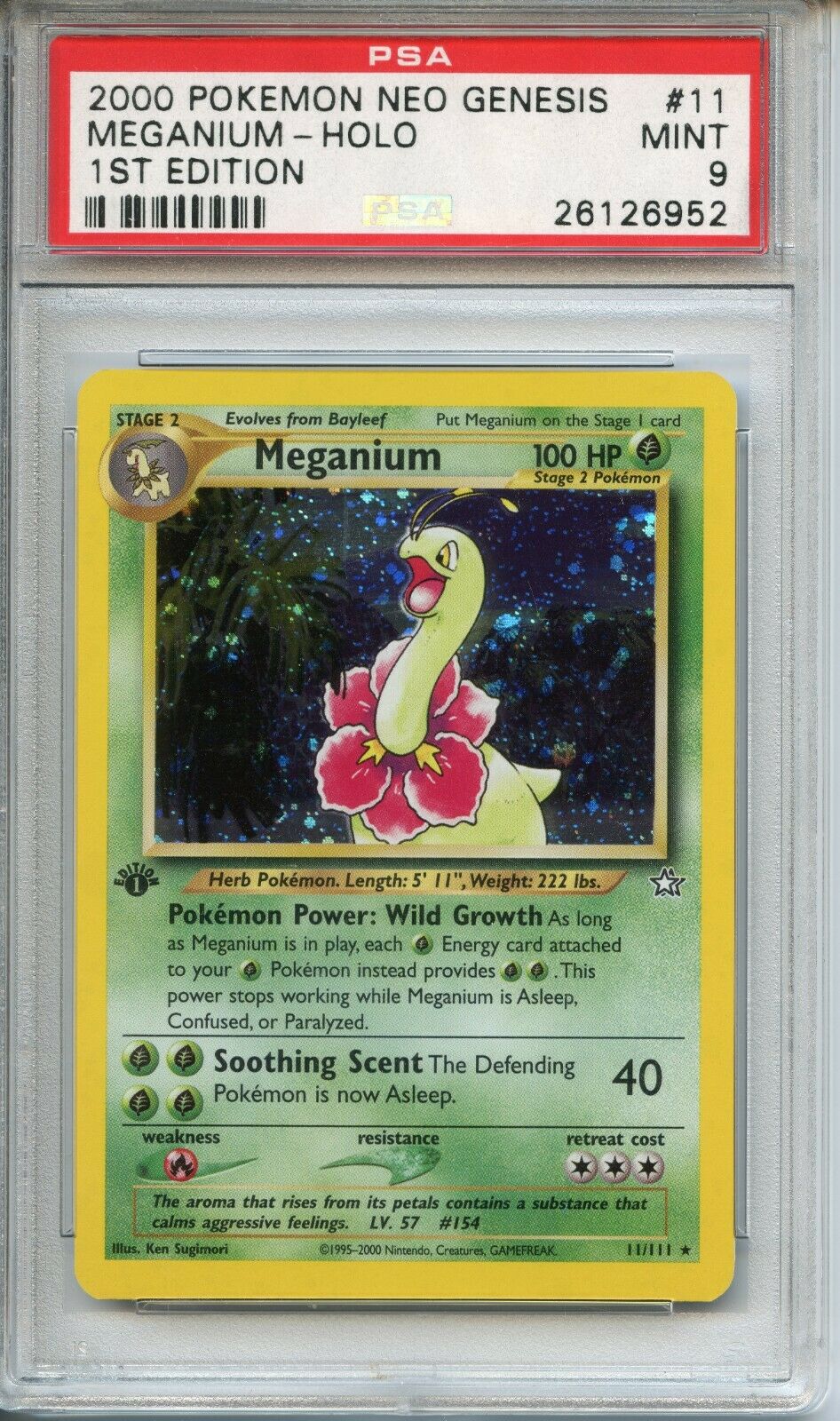 POKEMON PSA 9 MINT MEGANIUM 11 1ST EDITION NEO GENESIS