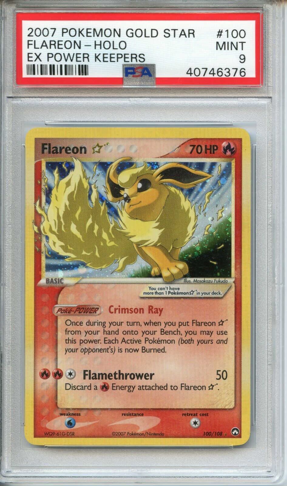 POKEMON PSA 9 MINT FLAREON EX POWER KEEPERS GOLD STAR