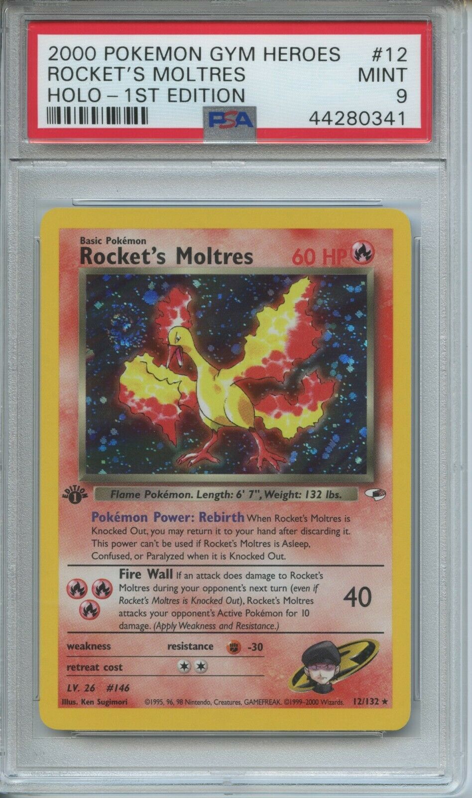 POKEMON PSA 9 MINT ROCKETS MOLTRES 1ST EDITION GYM HEROES