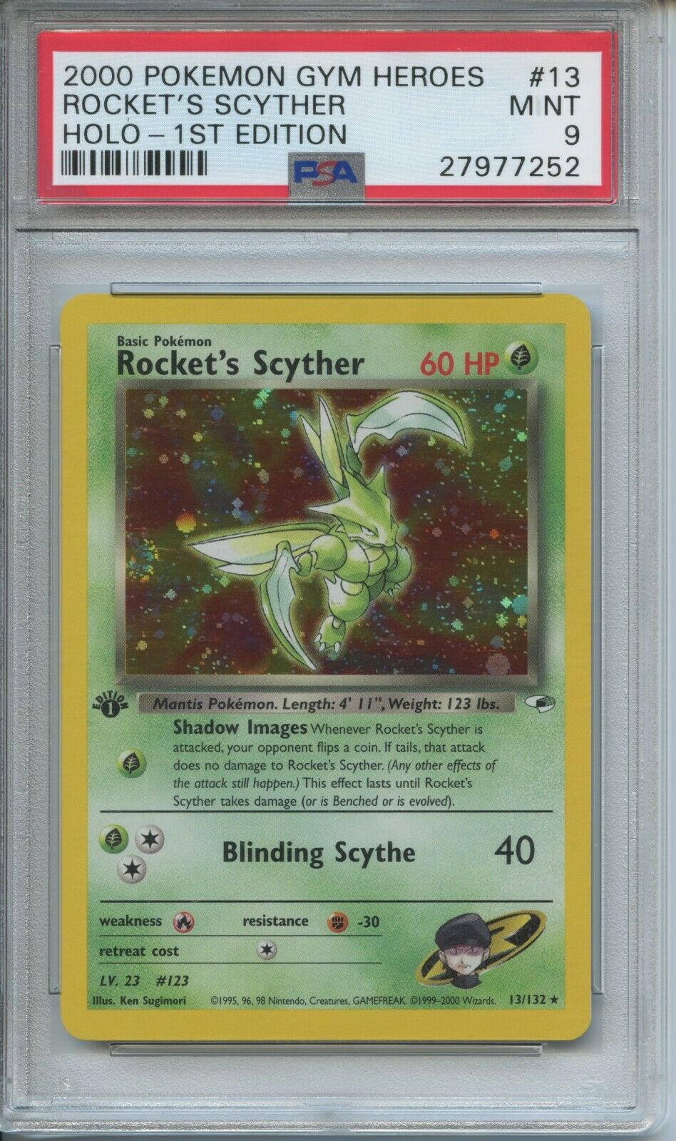 POKEMON PSA 9 MINT ROCKETS SCYTHER 1ST EDITION GYM HEROES