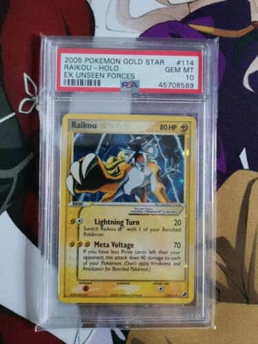 PSA 10 Raikou Gold Star  114115 Ultra Rare Ex Unseen Forces MINT Pokemon Card