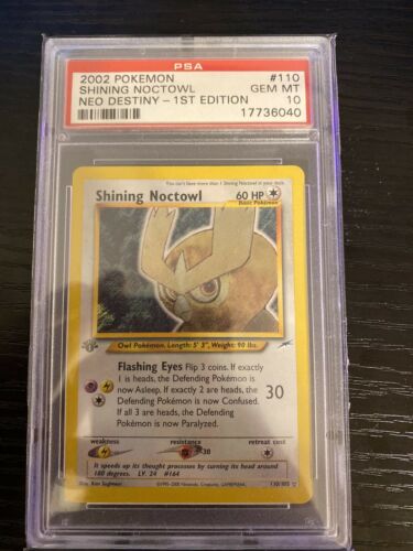 1st Edition Shining Noctowl PSA 10 Gem Mint  Neo Destiny 110105 Pokemon Card