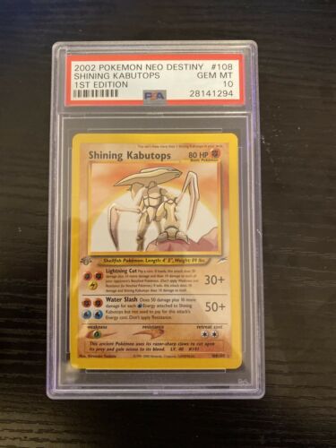 Pokemon 1st Edition Neo Destiny Shining Kabutops Holo 108105 PSA 10 GEM MINT