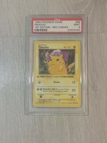 PSA 9 Mint Pokemon 1999 First Edition Red Cheeks Pikachu Card