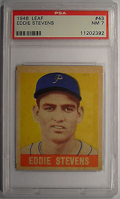 1948 Leaf Eddie Stevens SP 43 Card  PSA 7 Near Mint