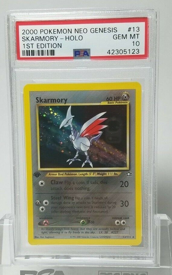 PSA 10 Gem Mint Skarmory 1st Edition 13111 Neo Genesis Holo Pokemon Card