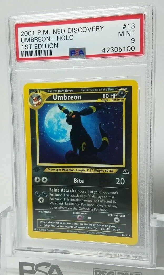 PSA 9 Mint Umbreon 1st Edition 1375 Neo Discovery Holo 2000 Pokemon Card