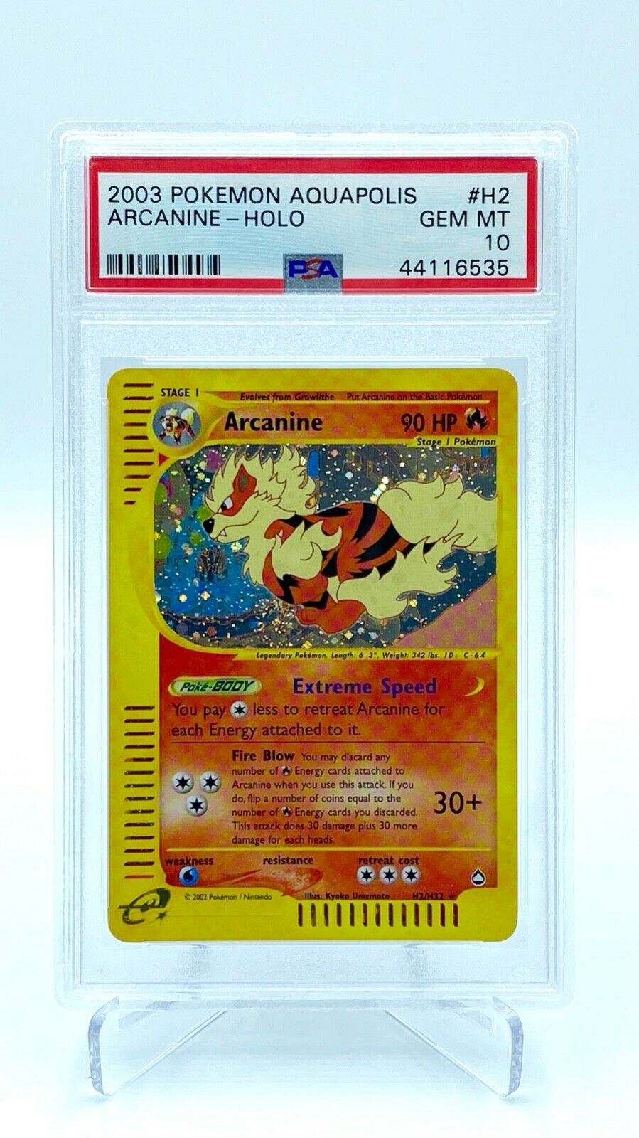 Arcanine Holo PSA Gem Mint 10   Pokemon Card  Aquapolis 