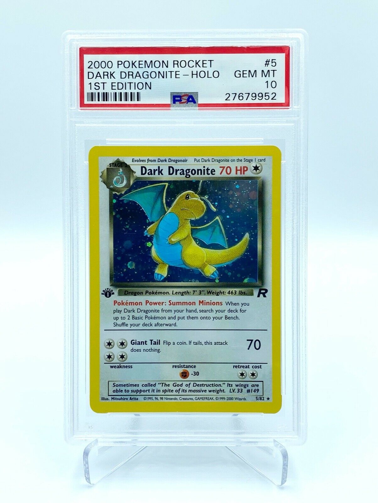 Dark Dragonite 1st Edition Holo PSA Gem Mint 10  Pokemon Card  Team Rocket