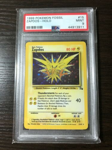 Pokemon Zapdos Fossil  Holo PSA 9 MINT 1999