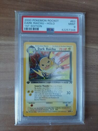 Pokemonkarte Dark RaichuDunkles Raichu Holo Rocket 1 Edition PSA 9