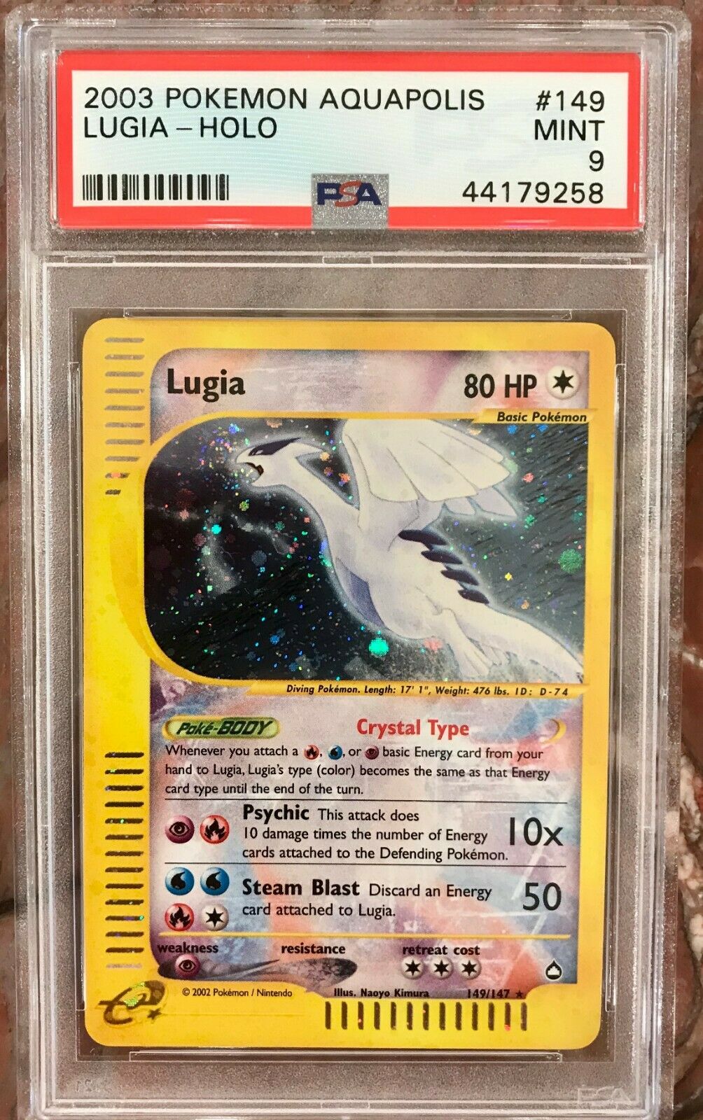 2003 Pokemon Aquapolis Crystal Lugia Holo 149147 PSA 9 MINT  Secret Rare  