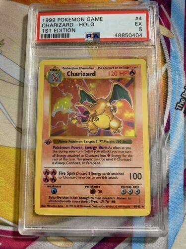 Pokemon Base 1st edition shadowless charizard PSA VERY STRONG 5 REGRADE 6 Or 7