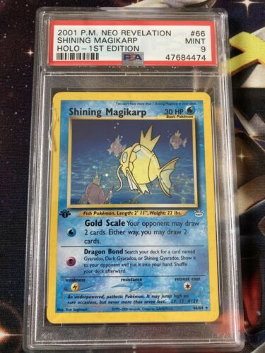 1st Edition Shining Magikarp PSA 9 Mint  Neo Revelation 6664 Pokemon Card