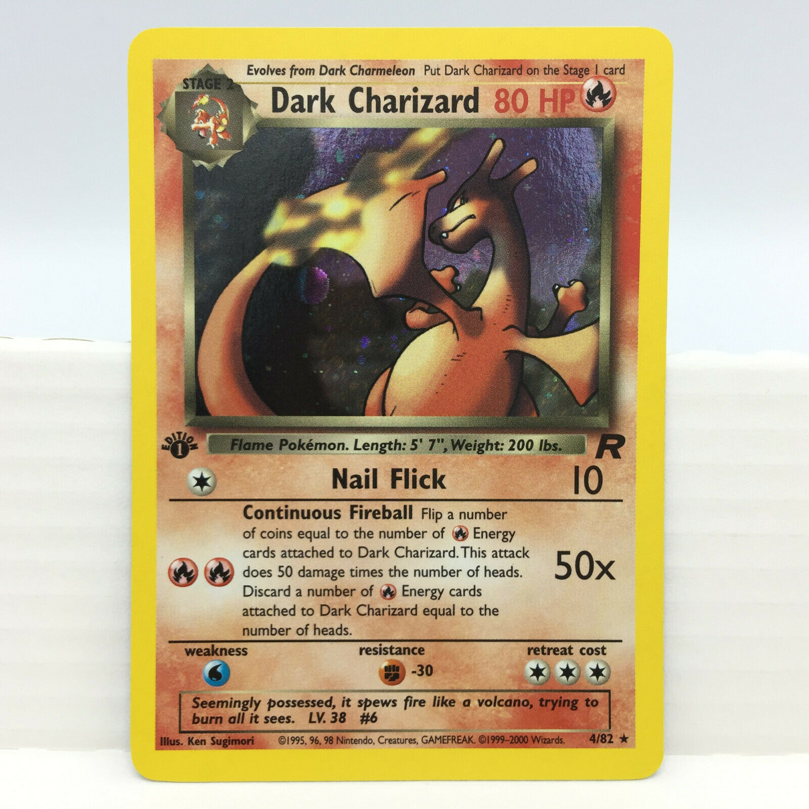 POKEMON Card 1st Edition Dark Charizard 482 Team Rocket Rare Holo Mint 6