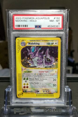 Crystal Nidoking 150147 Aquapolis Holo Pokemon Card PSA 8 Mint