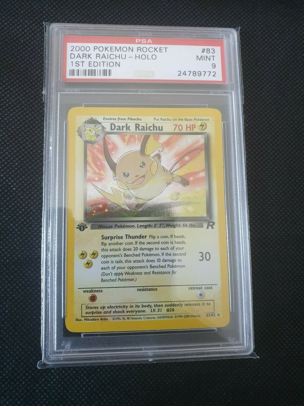 Pokemon Team Rocket Dark Raichu Holo 1st Edition Psa 9 Secret Rare 8382