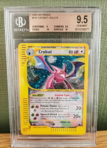 Crystal Crobat 147144 BGS 95 PSA 10 Gem Mint Skyridge Secret Holo Pokemon Card