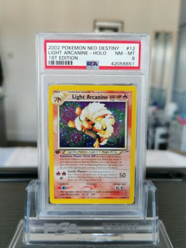 PSA 8 Light Arcanine Holo 1st Edition 12105 Neo Destiny 2002 Pokemon Card Mint