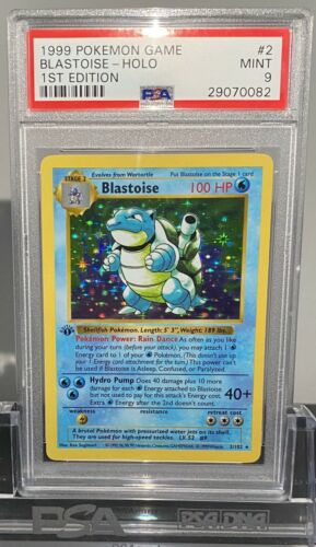 1999 Pokemon Game Blastoise 1st Edition PSA 9 Shadowless Thick Stamp 2102