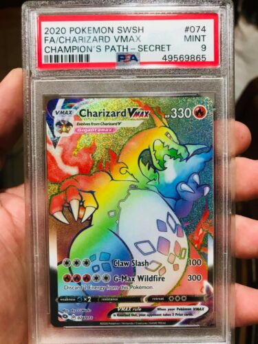 2020 Pokemon SWSH Champions Path 74 Charizard Vmax Hyper  Rainbow PSA 9 MINT