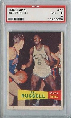 BILL RUSSELL 1957 TOPPS BASKETBALL 77 CELTICS ROOKIE PSA 4