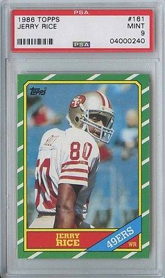 JERRY RICE 1986 TOPPS FOOTBALL 161 SAN FRANCISCO 49ERS ROOKIE PSA 9