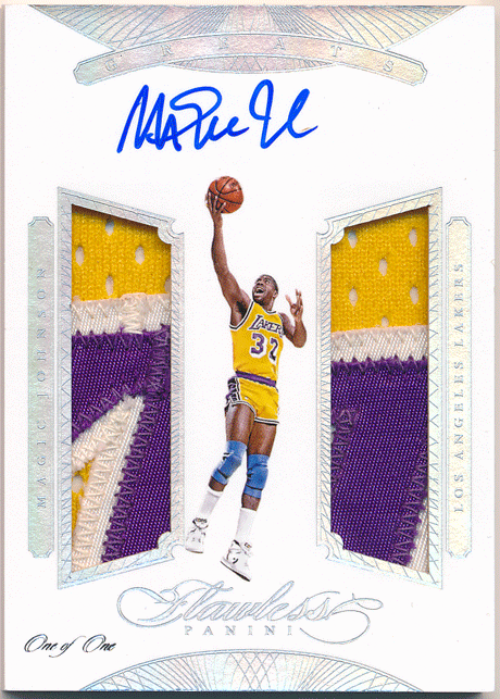 Magic Johnson 1516 Panini Flawless Platinum Greats Dual Patch Auto 11 1of1