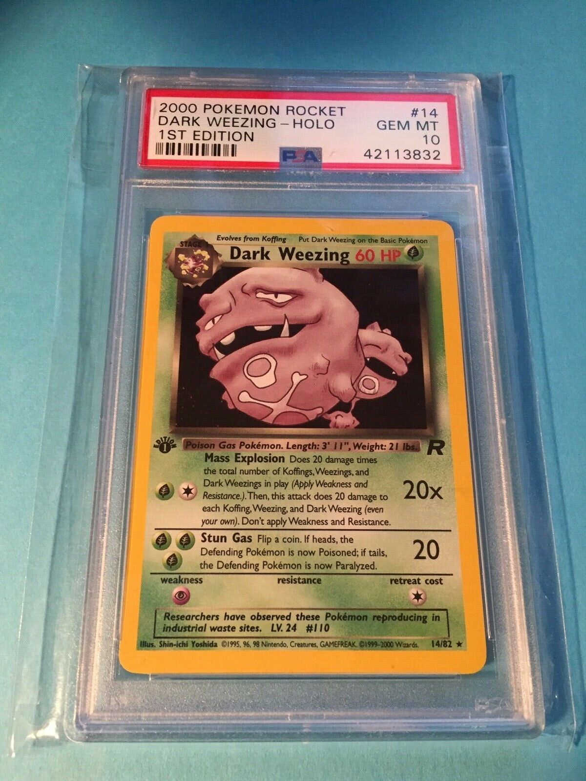 2000 Pokemon Rocket Dark Weezing 14 HOLO 1st Ed  PSA 10 Graded Card