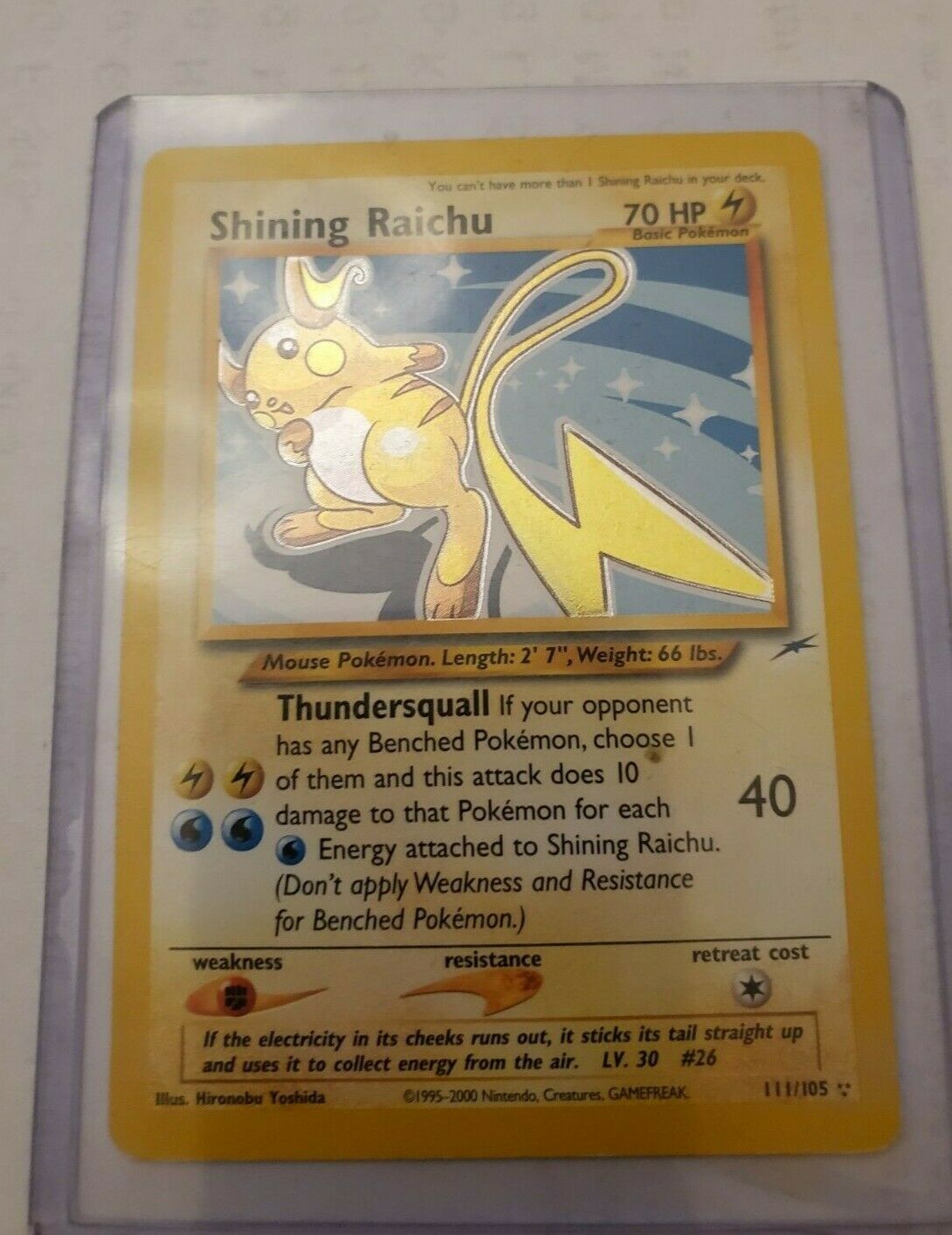 Very rare 1st Edition Holographic shining Raichu Pokemon card Great condition