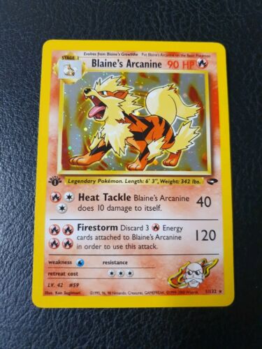 Blaines Arcanine 1st Edition Holo 1132 Pokemon Card Gym Challenge NM RARE