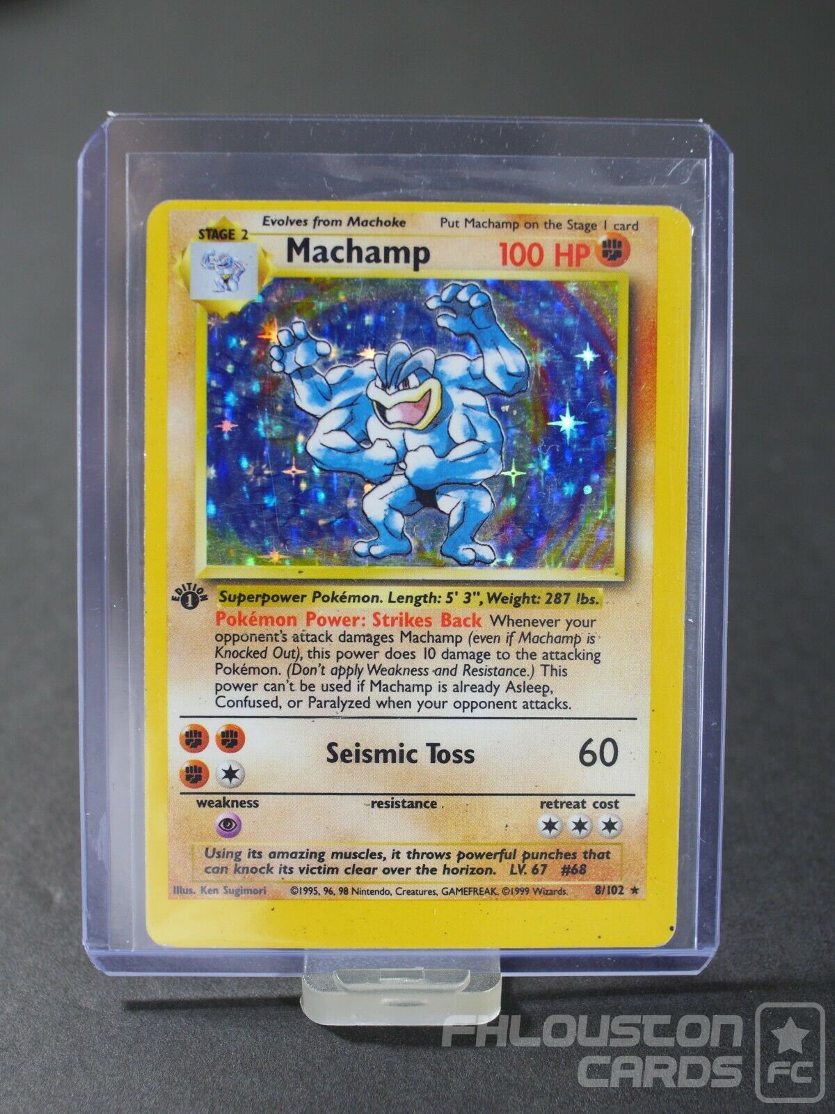 Very Miscut Machamp Holo 1st Edition 8102 Misprint Rare Pokemon Card