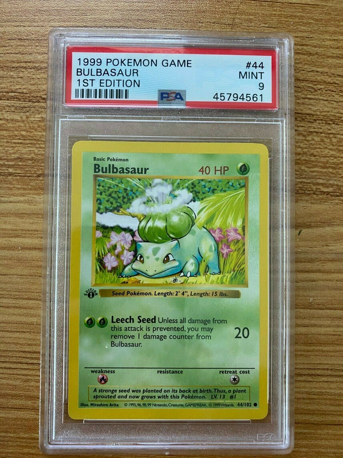 1999 Pokemon Game Base 1st Edition Bulbasaur 44 PSA 9 Mint