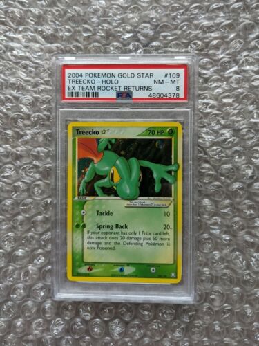 2004 Pokemon EX Team Rocket Returns Gold Star Holo Treecko 109 PSA 8 